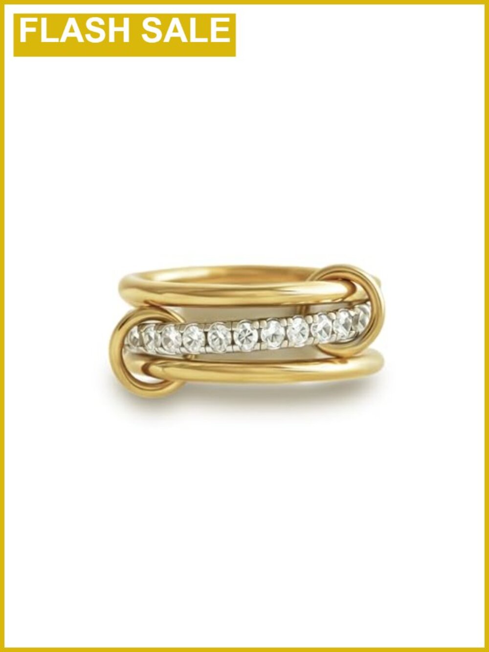 18k Gold Plated Cubic Zirconia Stackable Rings Mixed Metals Set